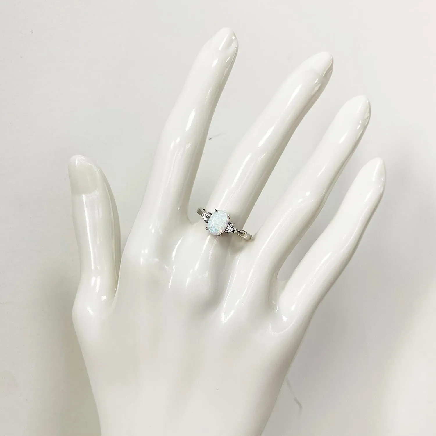 FANCIME Birthstone Rings for Women Sterling Silver Created Opal Rings Garnet Ruby Rings Engagement Ring Fine Jewelry for Women Size 4,5,6,7,8,9,10