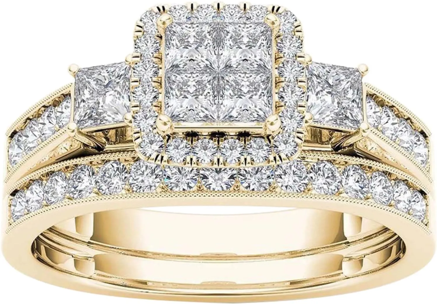 Fashion Couple Rings Classic Gold Plated Ring Inlaid Zircon Jewelry Rings Small Rings for Teen Girls (Gold, 8)