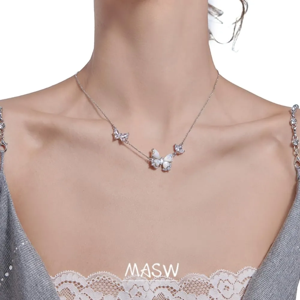 Fashion necklace, exquisite butterfly clavicle chain, temperament fringe butterfly necklace, butterfly pendant