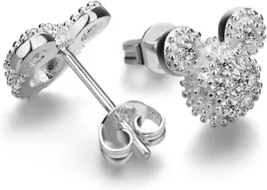 Fashion Women 925 Sterling Silver Stud Earrings Cute AAAA CZ Cubic Zirconia Mickey Stud Earrings Charming Female Fine Jewelry Gifts