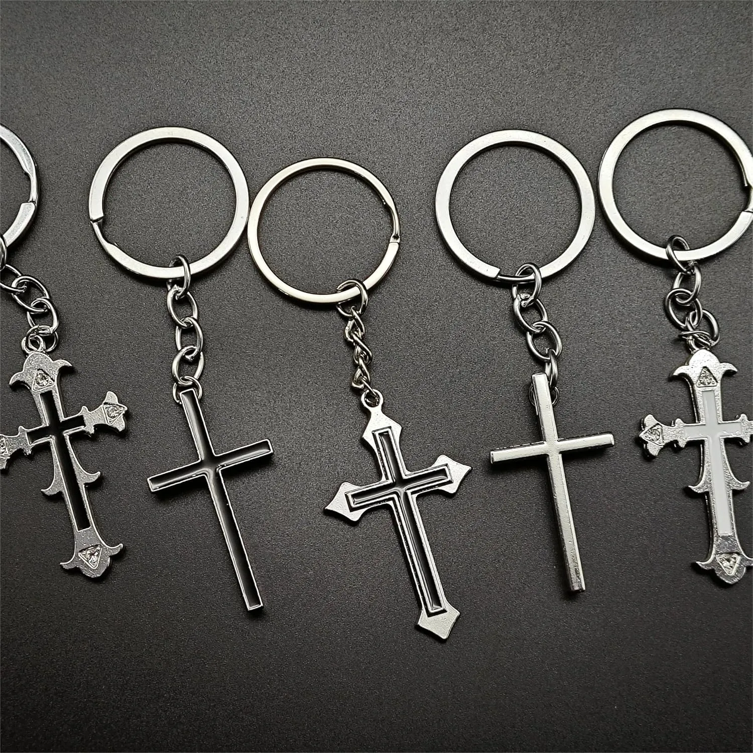 Fashionable 1 piece Stainless Steel Cross Keychain Pendant Keychain Blessing Keychain Car Keychain