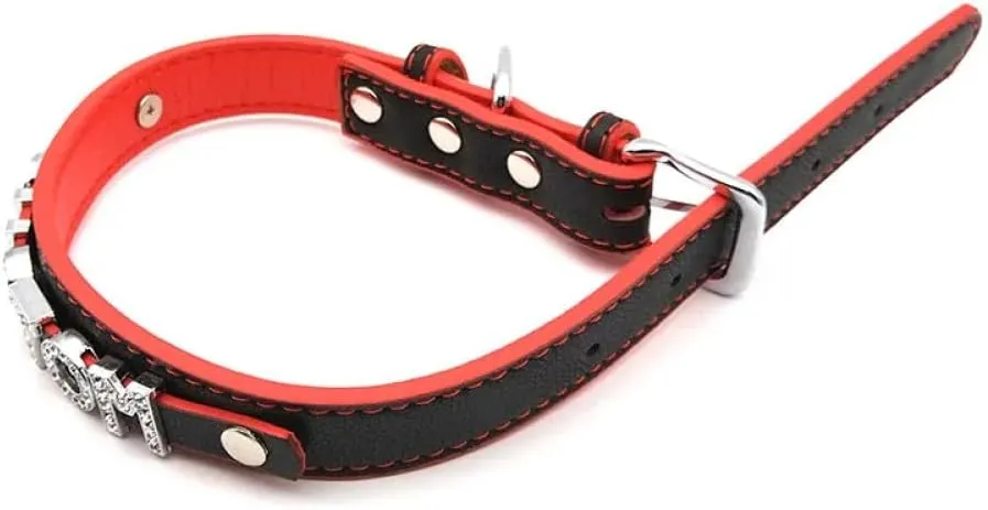 Fashionable Charm Personalized Choker Necklace, Black Red Mixed Leather Choker For Men Women Custom Name Neck