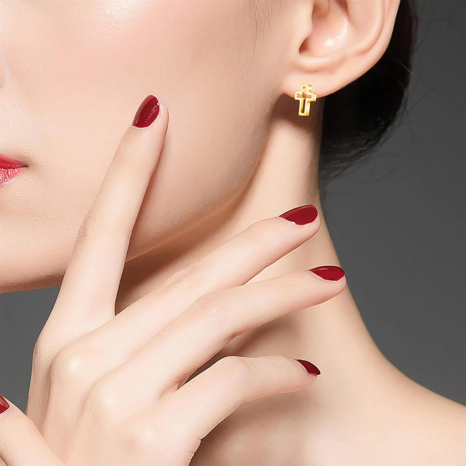 Fashionable Personalized Cross Mustard Seed Earrings Hypoallergenic Materials Religious Beliefs Jewelry suitable for women