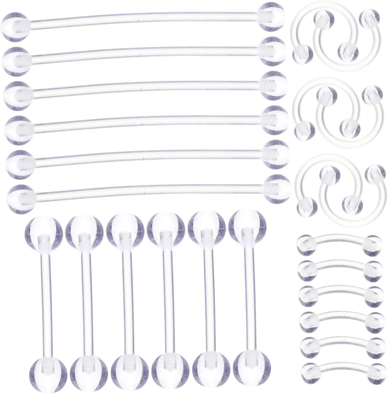Fashionable Piercing Jewelry Set 24pcs Acrylic Nose Nail Earrings Eyebrow Rings Tongue Rings for Women for Occasions