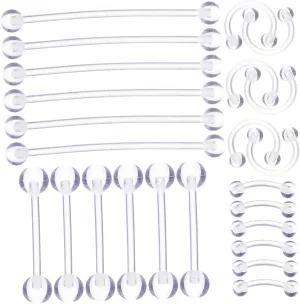 Fashionable Piercing Jewelry Set 24pcs Acrylic Nose Nail Earrings Eyebrow Rings Tongue Rings for Women for Occasions