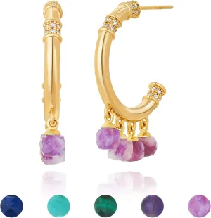 FETTERO Women Gold Hoop Earrings 14K Gold Plated 925 Sterling Silver Post Chunky Huggie Hoops Colored Tassel Boho Statement Earrings for Women Dainty Jewelry