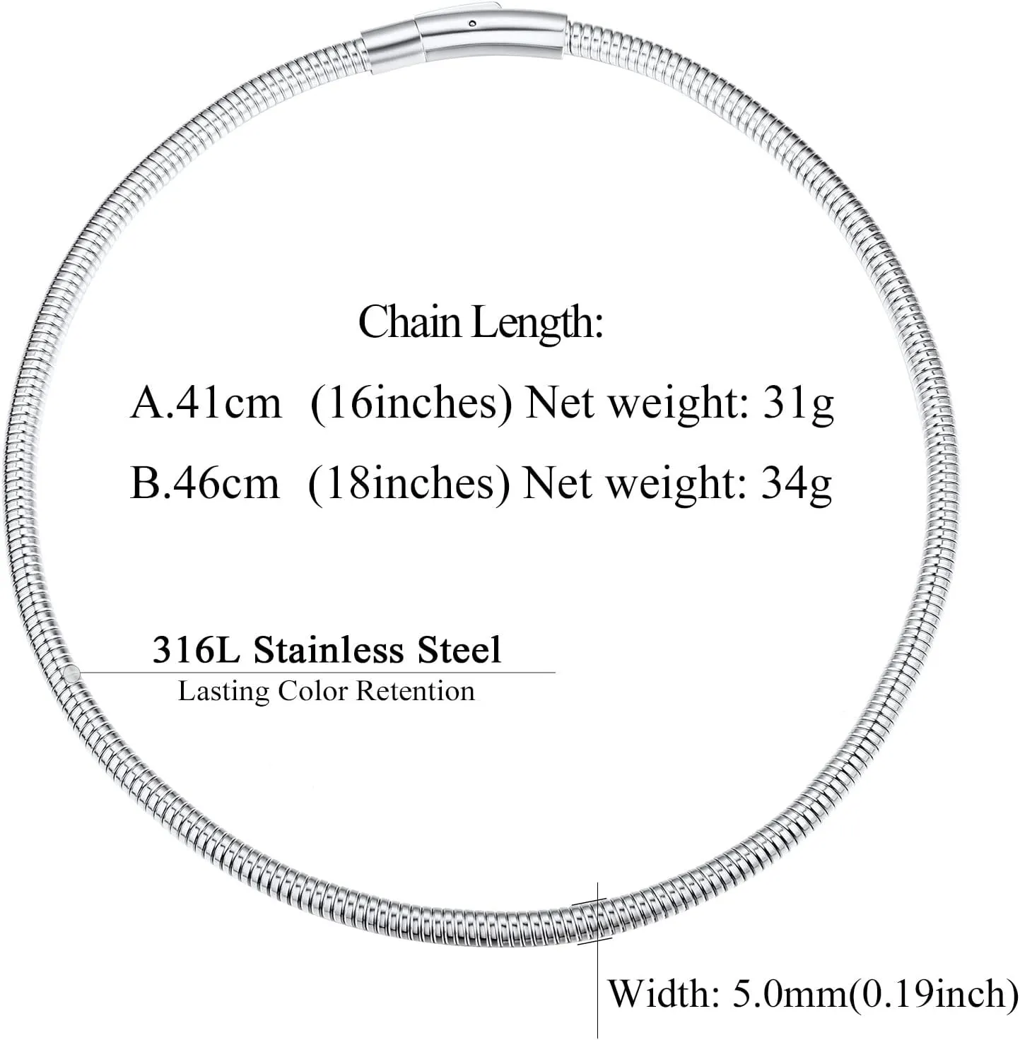 FindChic Stunning Choker Herringbone Chains for Women Stainless Steel 18K Gold/Rose Gold Plated Snake Chain Necklaces 3MM/5MM Width 12.5inch 15inch Adjustable, with Jewelry Box