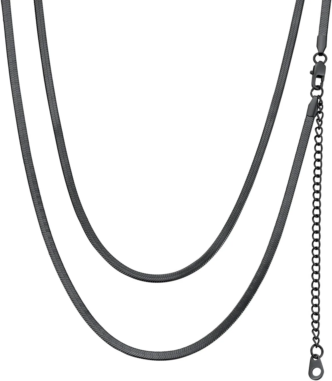 FindChic Stunning Choker Herringbone Chains for Women Stainless Steel 18K Gold/Rose Gold Plated Snake Chain Necklaces 3MM/5MM Width 12.5inch 15inch Adjustable, with Jewelry Box