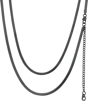 FindChic Stunning Choker Herringbone Chains for Women Stainless Steel 18K Gold/Rose Gold Plated Snake Chain Necklaces 3MM/5MM Width 12.5inch 15inch Adjustable, with Jewelry Box