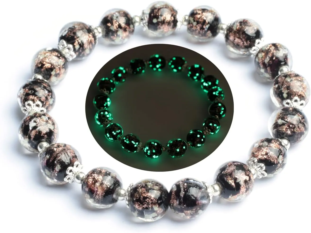 Firefly Stretch Bracelet for Women Glow in The Dark Luminous Bead Bracelet for Women, Mermaid Bracelet Bangles Anti Anxeity Healing Energy