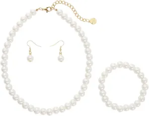 Firstmeet Vintage Imitation Pearl Choker Necklace Elegant Bridal Jewelry Set with Matching Earrings