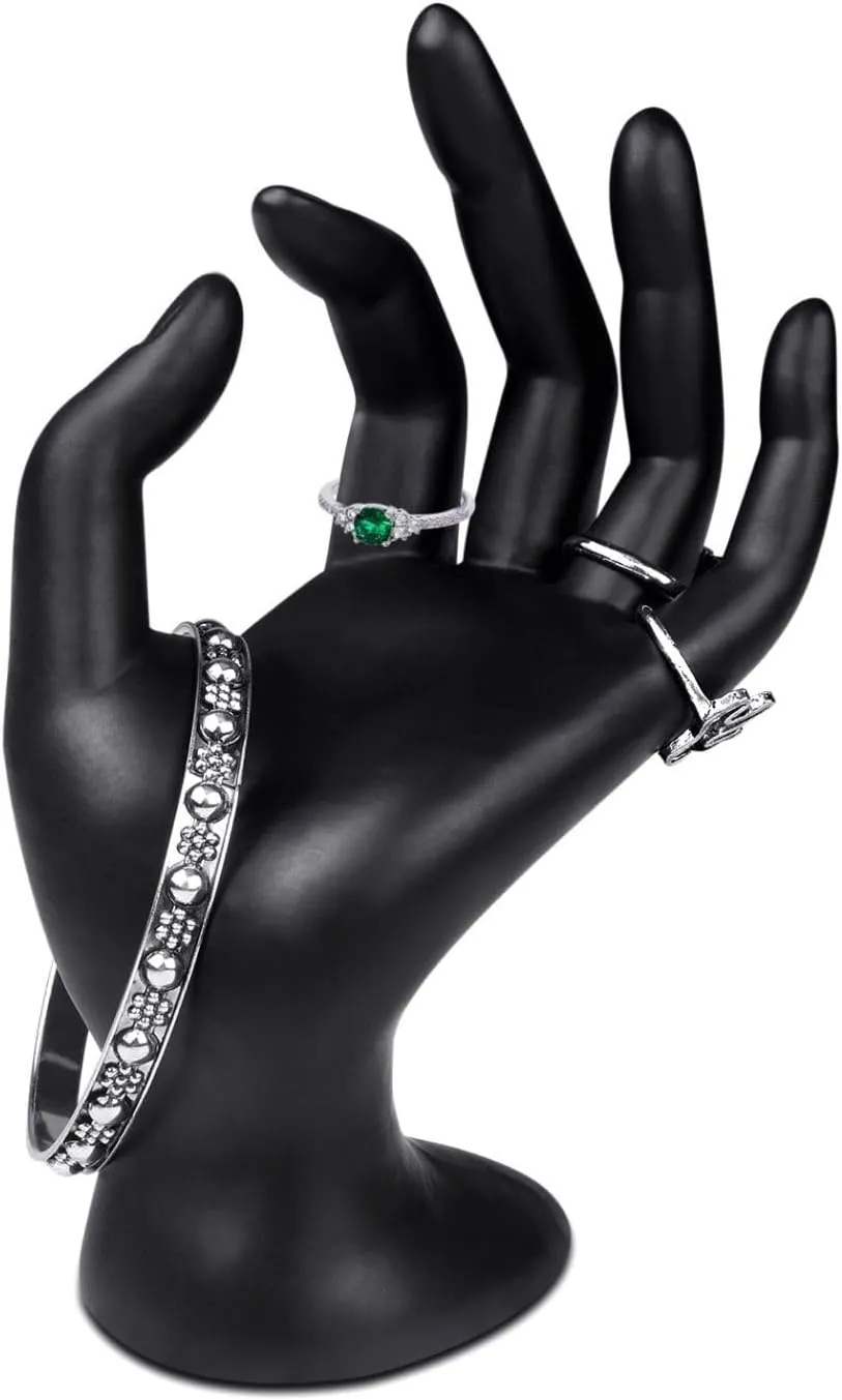 Flexzion Hand Jewelry Holder Female Mannequin Hands Holder for Bracelet, Watch, Hand Ring Holder for Jewelry, Mannequin Arm Form Model, Hand Stand Display, Polyresin Hand Mannequin, Black