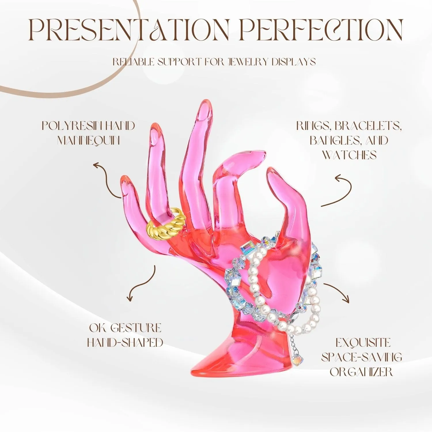 Flexzion Hand Jewelry Holder Female Mannequin Hands Holder for Bracelet, Watch, Hand Ring Holder for Jewelry, Mannequin Arm Form Model, Hand Stand Display, Polyresin Hand Mannequin, Black