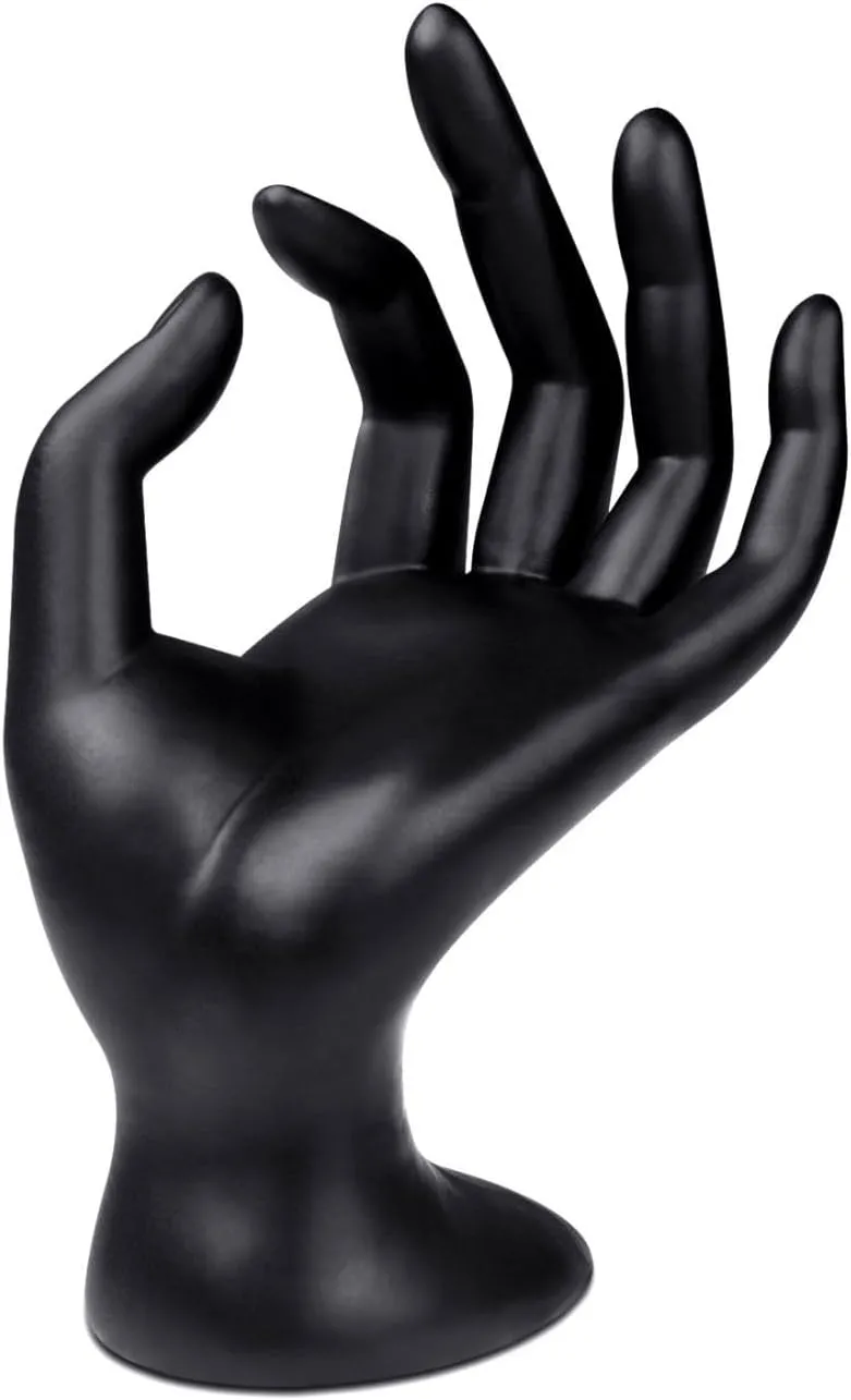 Flexzion Hand Jewelry Holder Female Mannequin Hands Holder for Bracelet, Watch, Hand Ring Holder for Jewelry, Mannequin Arm Form Model, Hand Stand Display, Polyresin Hand Mannequin, Black