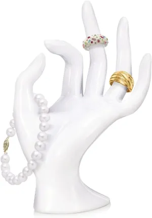 Flexzion Hand Jewelry Holder for Bracelet, Watch, Ring - Female Mannequin Arm Form Model Stand Display, White Polyresin
