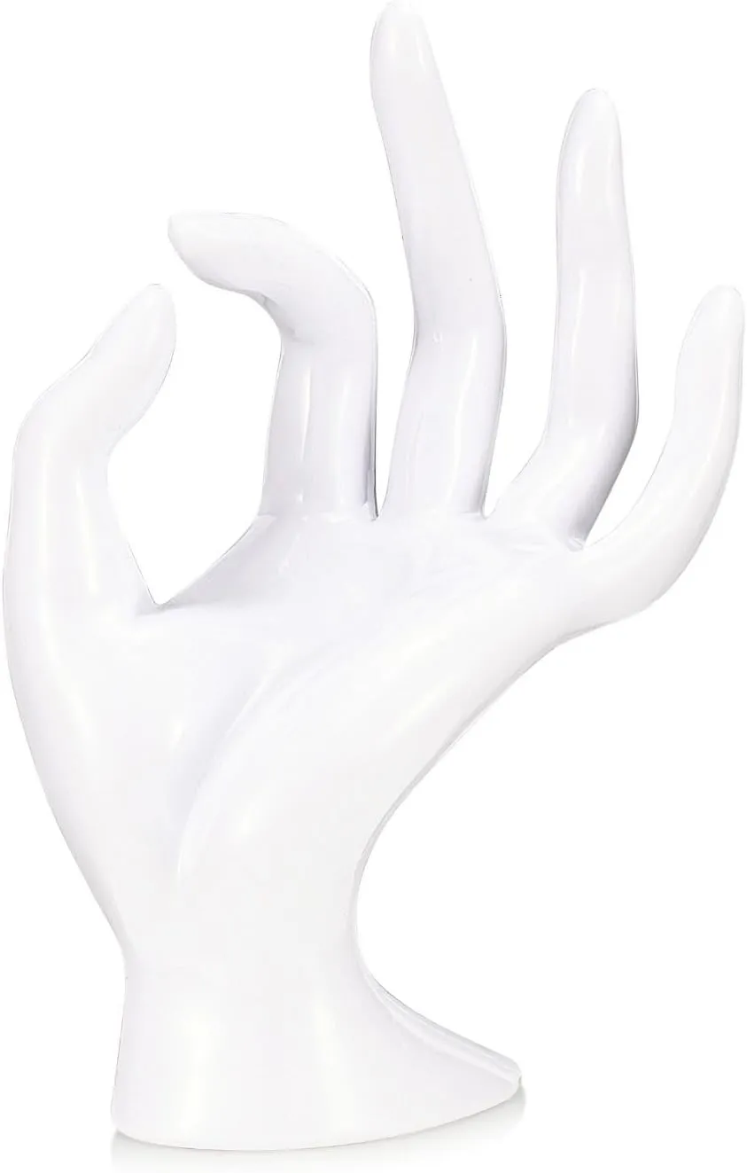 Flexzion Hand Jewelry Holder for Bracelet, Watch, Ring - Female Mannequin Arm Form Model Stand Display, White Polyresin