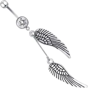 FRCOLOR Elegant Angel Wing Navel Ring Bellybutton Ring Fashionable Body Piercing Jewelry