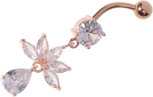 FRCOLOR Navel Ring Stainless Steel Belly Button Ring Dangle and Rhinestones Fashion Accessory