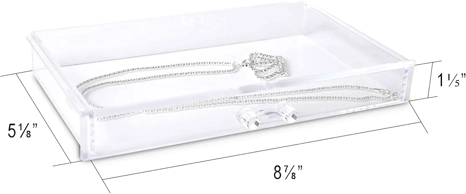 Frebeauty Extra Large Acrylic Jewelry Box for Women 5 Layers Clear Jewelry Organizer Velvet Earring Box with 5 Drawers Rings Display Case Necklaces Holder Tray for Women Girls (Grey)