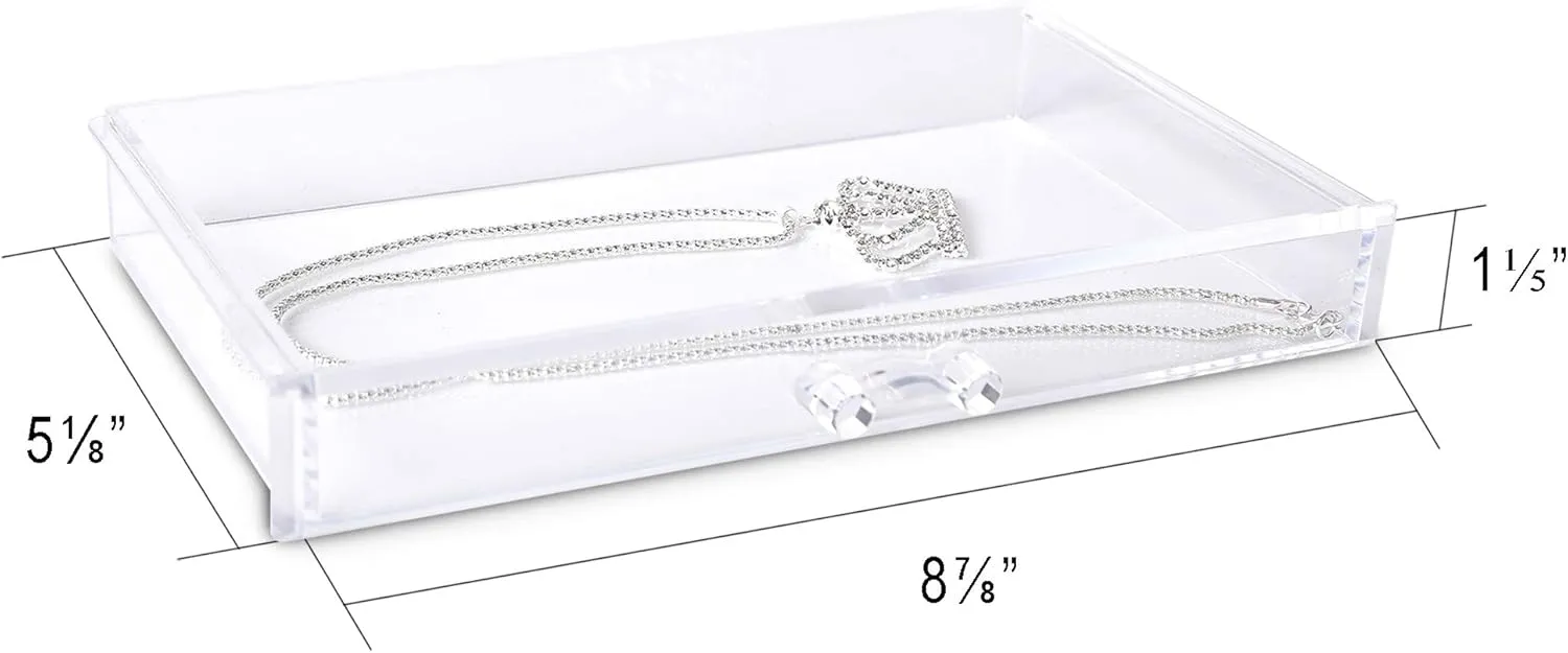Frebeauty Extra Large Acrylic Jewelry Box for Women 5 Layers Clear Jewelry Organizer Velvet Earring Box with 5 Drawers Rings Display Case Necklaces Holder Tray for Women Girls(Purple)