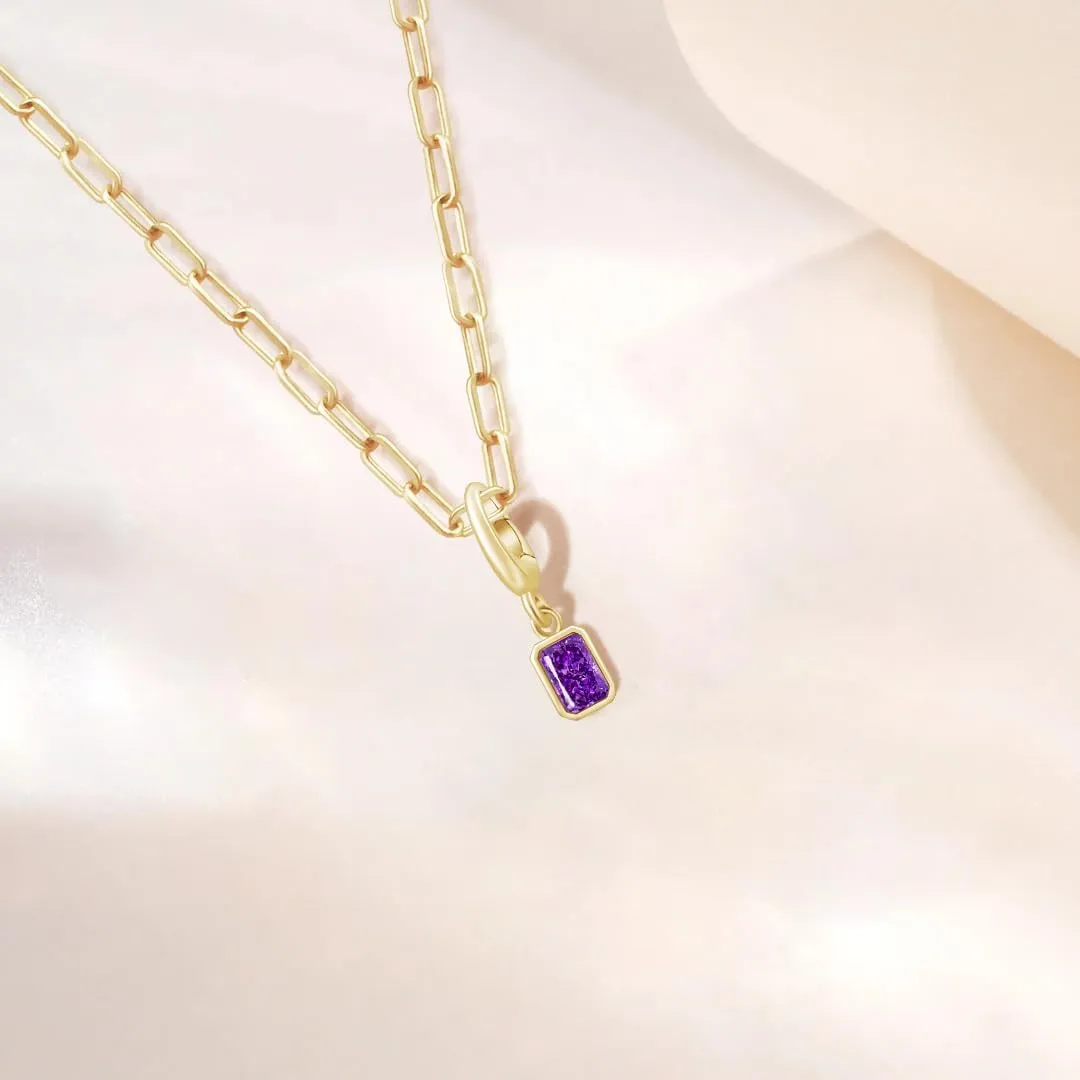 Free bird Dainty Gold Necklace | 14K Gold Plated Birthstone Necklace | Radiant Cut CZ Birthstone Necklace | Birthday Christmas Jewelry Gift for Women | Gold Paperclip Chain 18" 2"
