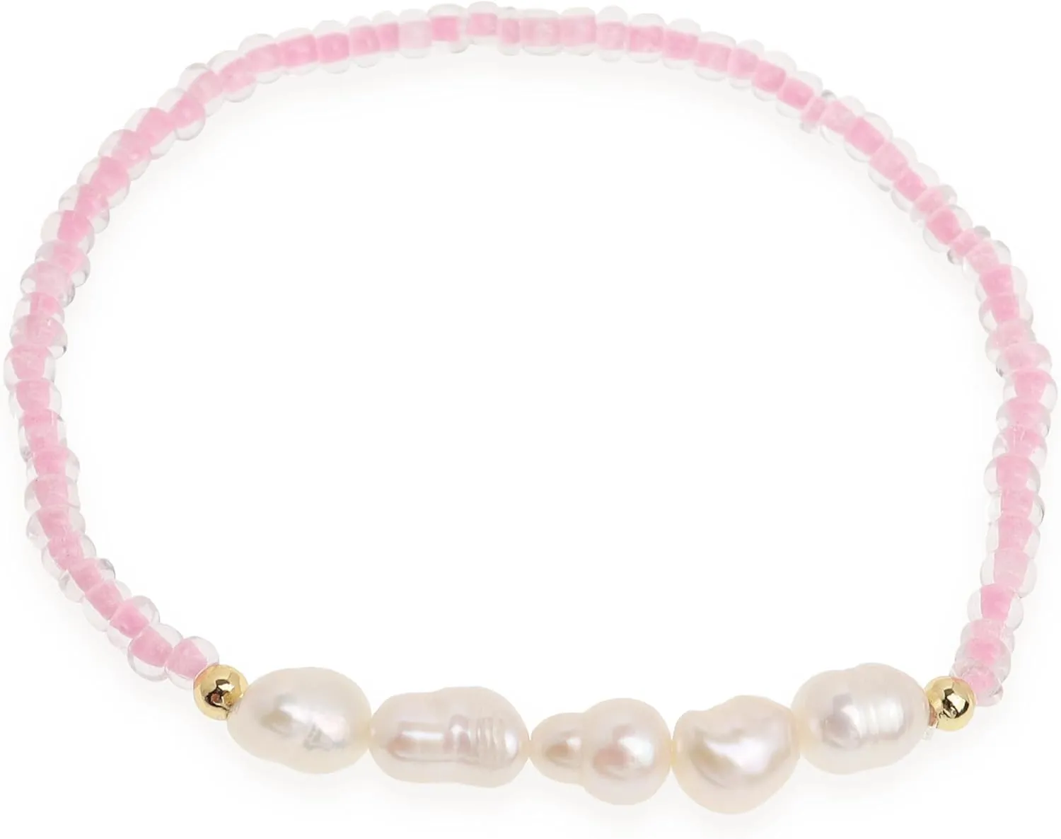 Freshwater Pearl Seed Bead for Women, Dainty Handmade Bohemian Stone Beaded Stretch Friend Bracelet Summer Beach Jewelry Gift