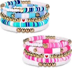 Friendship Bracelet, Charm Bracelet, Beaded Bracelets, 10Pcs Sweet Bracelet Reputation 1989 Bracelet Bohemian Layering Bracelets Set for Erase Music Beach for Fans Jewelry GiftsPink Blue