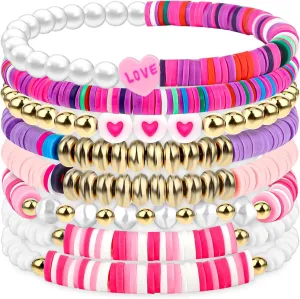 Friendship Bracelets Beaded Bracelets, Heishi Clay Bead Bracelets, Adjustable Y2K Colorful Beaded Set, Surfer Bead Women Bracelet Stretch, Summer Beach Bracelets For Women Cute Preppy Bracelets