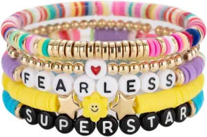 Friendship Bracelets for Women Music Summer Beach Boho Layering Heishi Surfer Colorful Beaded Bracelet Set for Women Best Friend Jewelry Gifts