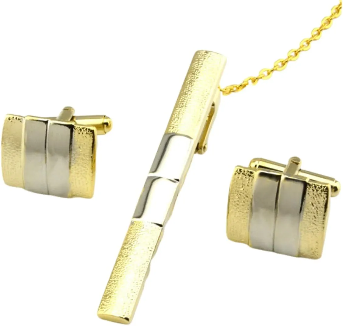 GALPADA Frosted Collar Clip Cufflinks Set Delicate Elegant Charming Necktie Clip
