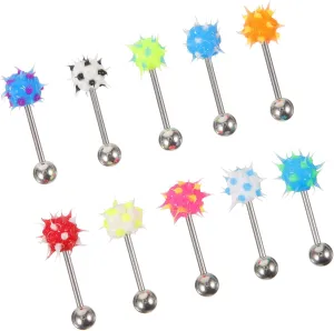 GALPADA Tongue Decor Studs Set 10pcs Jewelry Tongue Rings Fashionable Piercing Jewelry for Women Random Color