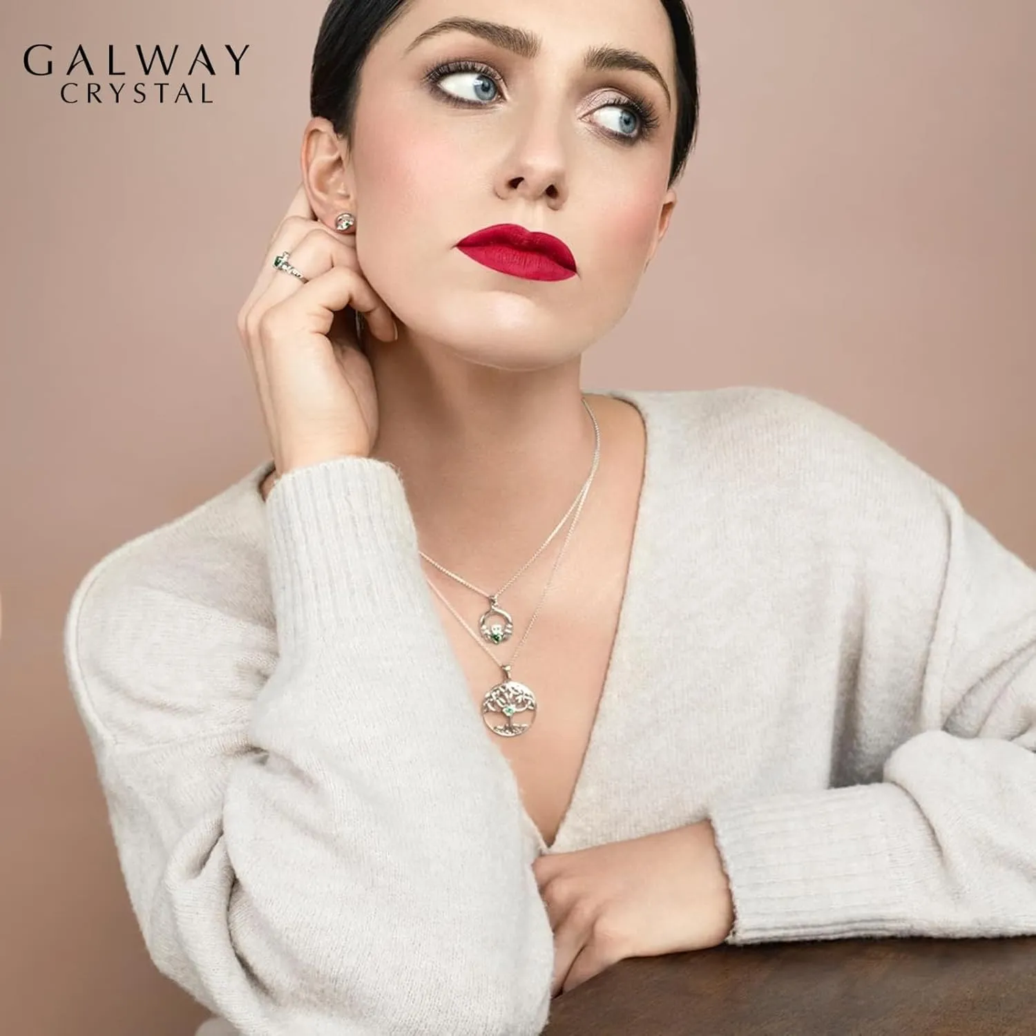 Galway Crystal Claddagh Heart Shaped Earrings for Women Irish Design