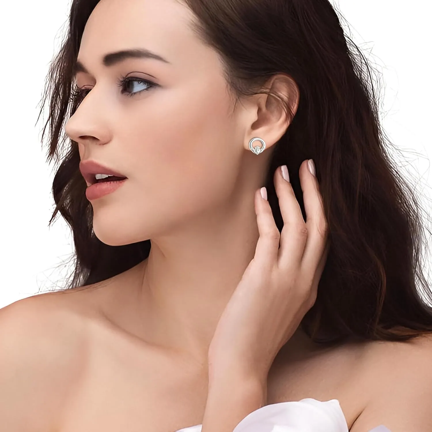 Galway Crystal Claddagh Heart Shaped Earrings for Women Irish Design