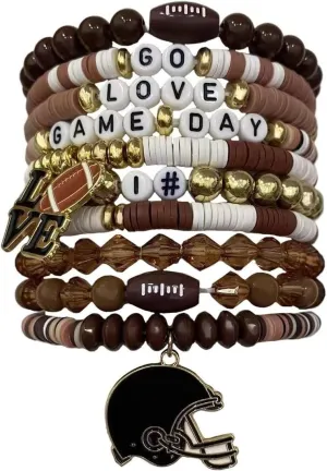 Game Day Bracelets for Women Heishi Stackable Beaded Stretch Bracelets Football Bracelet Friendship Sports Bangles Accessories Outfits Jewelry Gifts