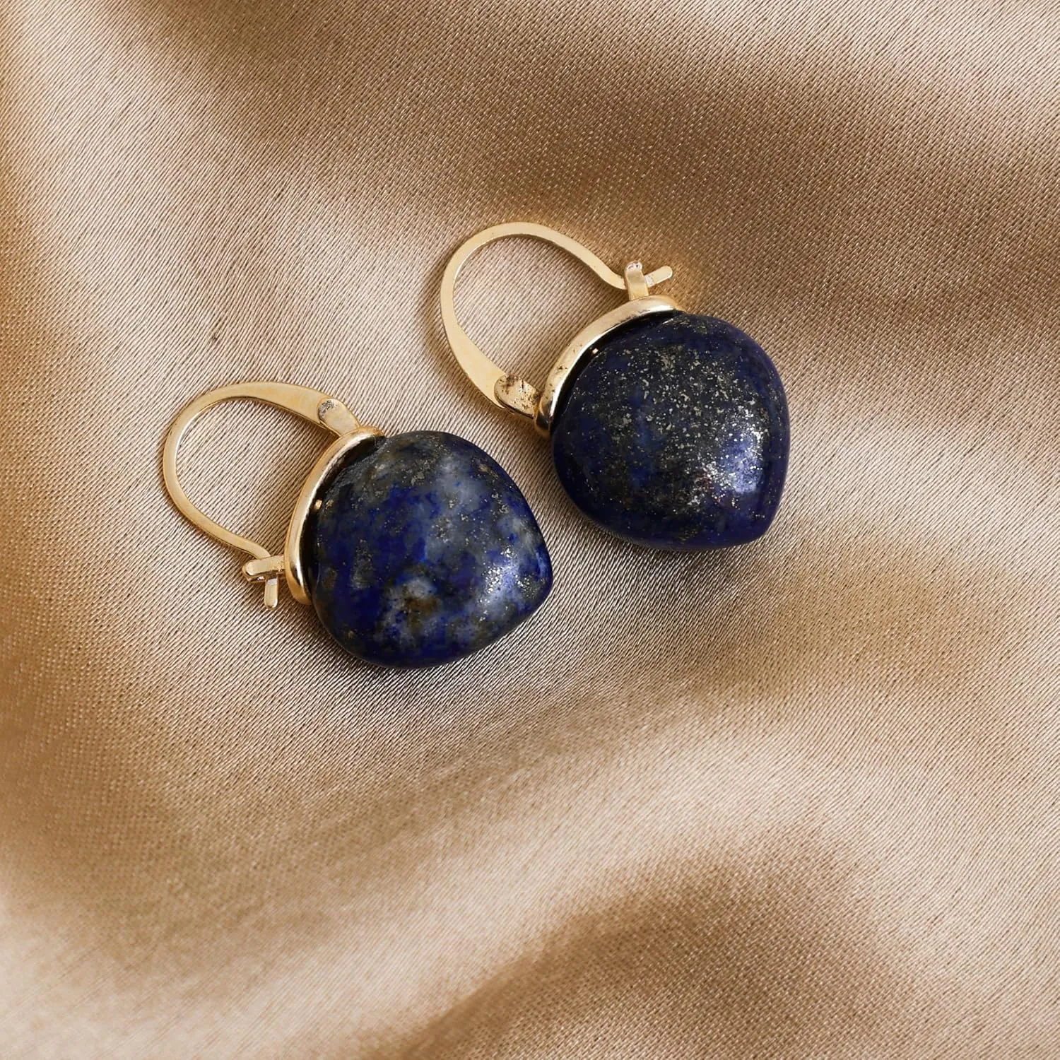 Gempires Blue Lapis Lazuli Gemstone Earrings September Birthstone Gemstone Jewelry Hypoallergenic Gold Plated Statement Western Fashion Jewelry For Women