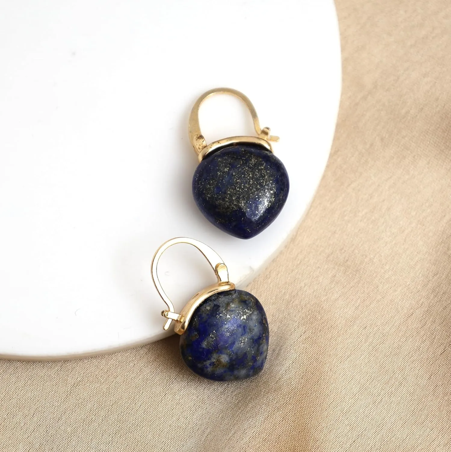 Gempires Blue Lapis Lazuli Gemstone Earrings September Birthstone Gemstone Jewelry Hypoallergenic Gold Plated Statement Western Fashion Jewelry For Women