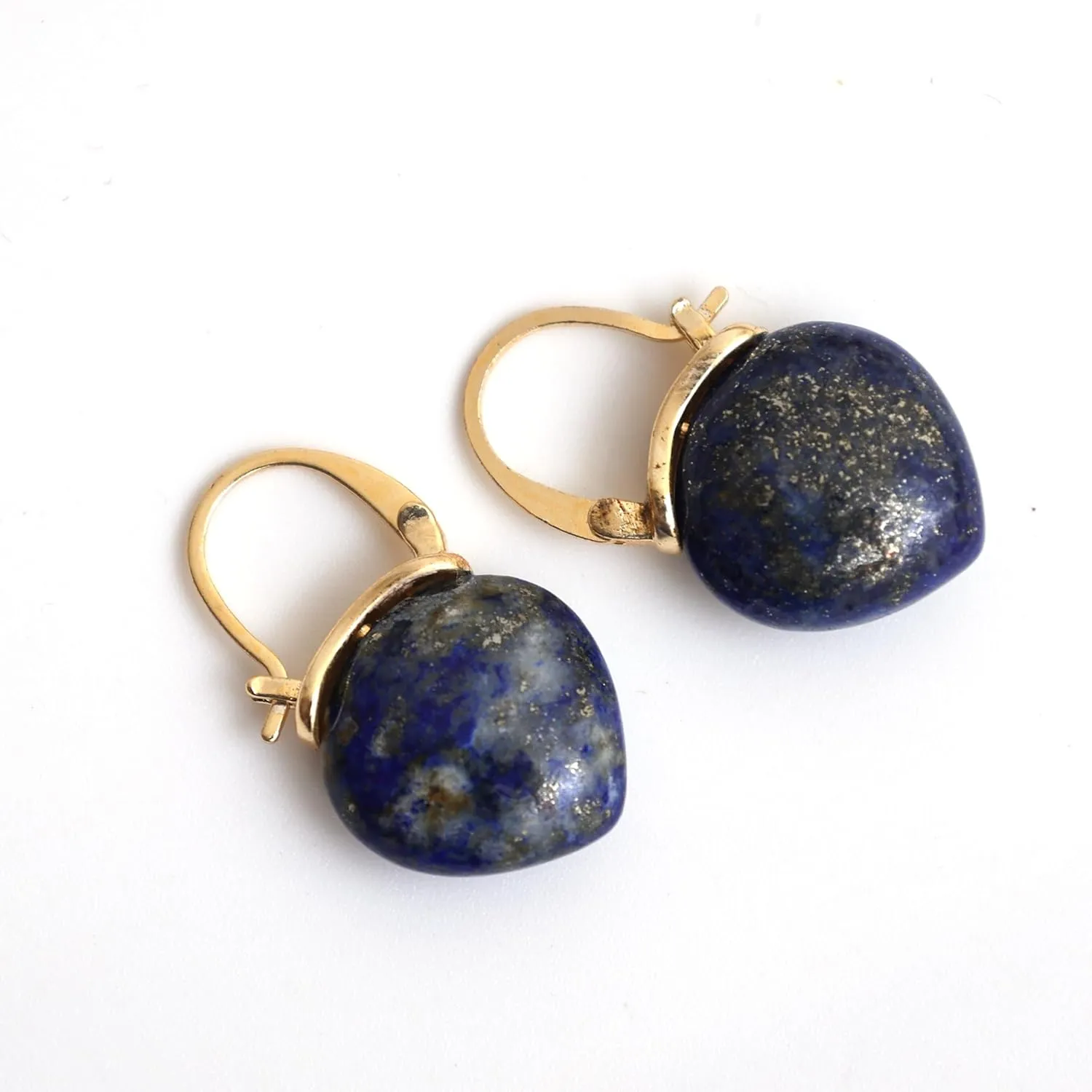 Gempires Blue Lapis Lazuli Gemstone Earrings September Birthstone Gemstone Jewelry Hypoallergenic Gold Plated Statement Western Fashion Jewelry For Women