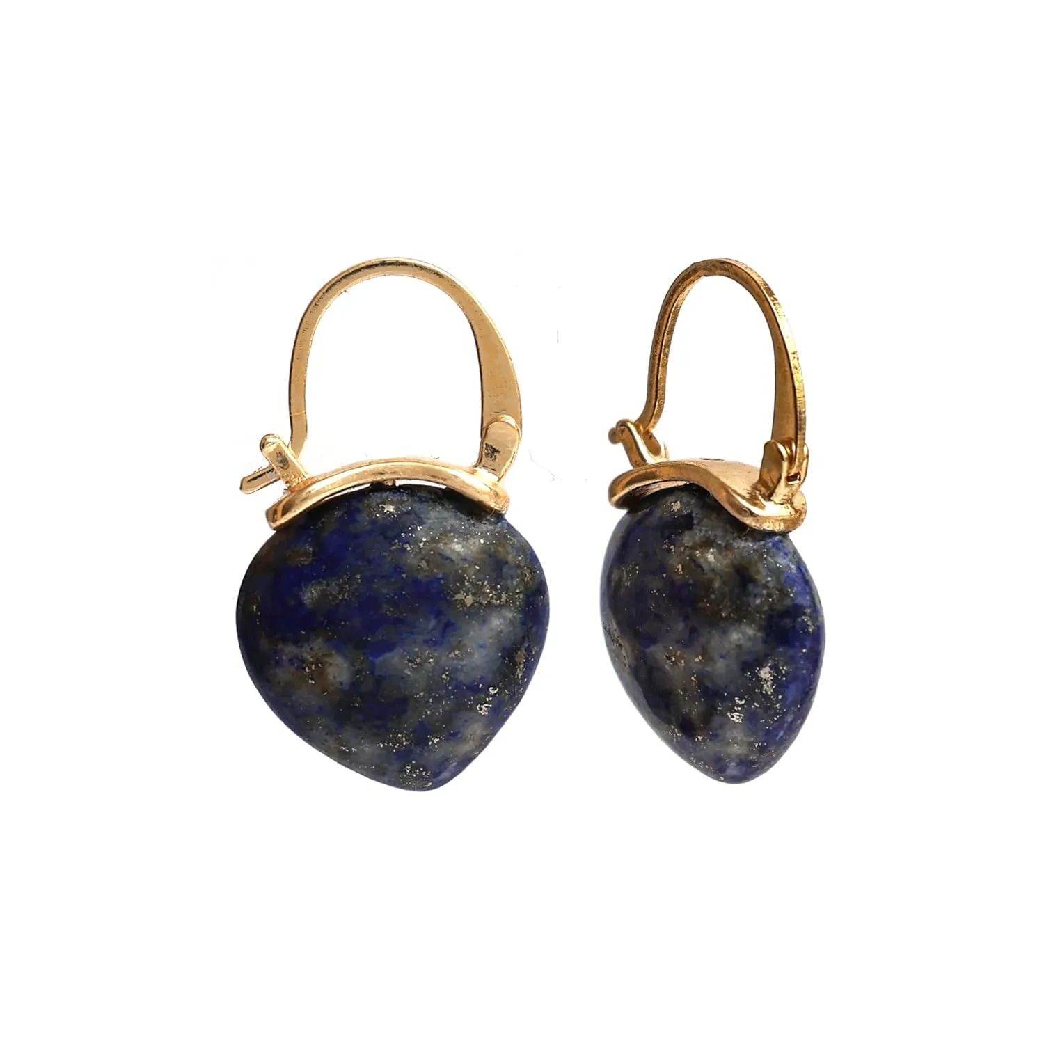 Gempires Blue Lapis Lazuli Gemstone Earrings September Birthstone Gemstone Jewelry Hypoallergenic Gold Plated Statement Western Fashion Jewelry For Women