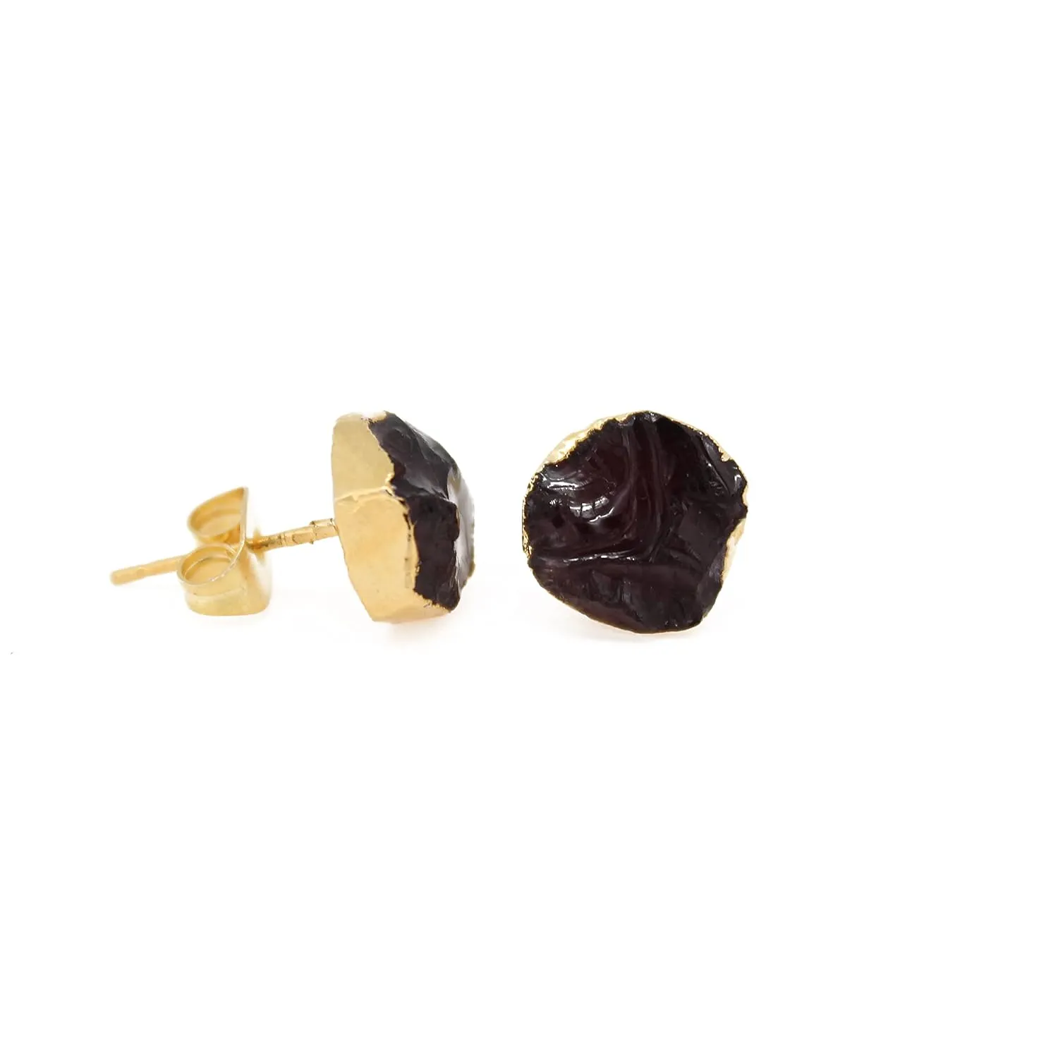 Gempires Red Garnet Stud Earrings For Women January Birthstone Gifts Trending Fashion Jewelry Lightweight Gold Plated Studs