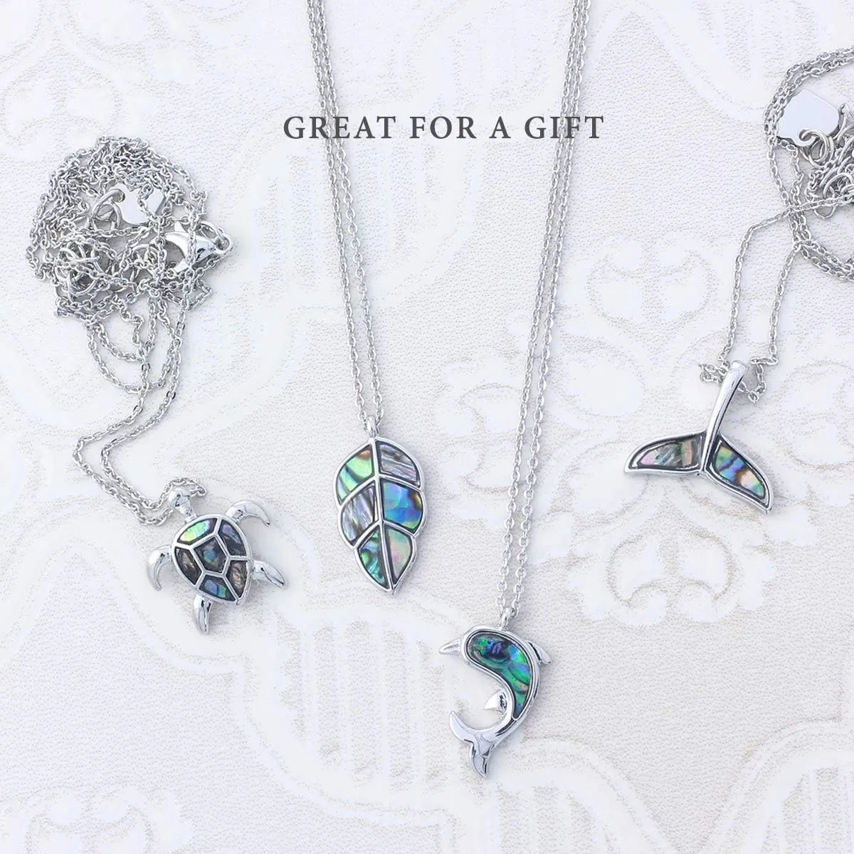 Genuine Abalone Shell Necklace Pendants for Women  Natural & Beautiful  Delicate & Elegant  Silver Plated  Ocean, Sea, & Nature Pendants  Gift Box Included