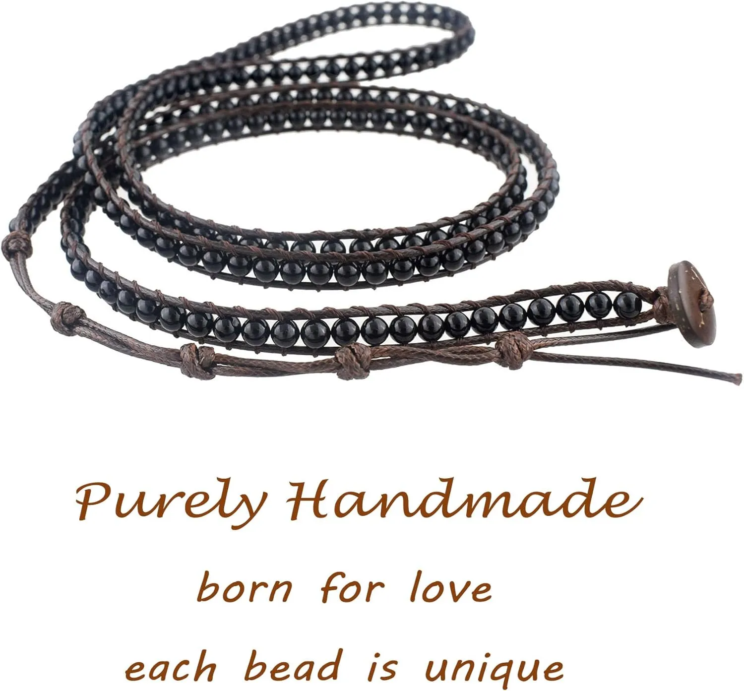 Genuine Stone Wrap Bracelets for Women Natural Crystal Beaded Wrap Bracelet 2/3/5 Adjustable Bohemian Bracelets Jewelry Gifts for Women Mom