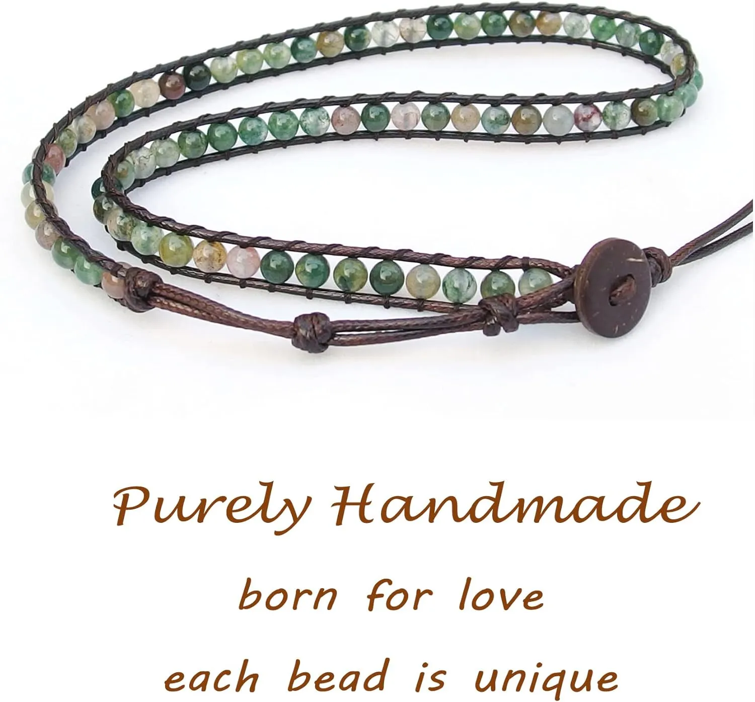 Genuine Stone Wrap Bracelets for Women Natural Crystal Beaded Wrap Bracelet 2/3/5 Adjustable Bohemian Bracelets Jewelry Gifts for Women Mom