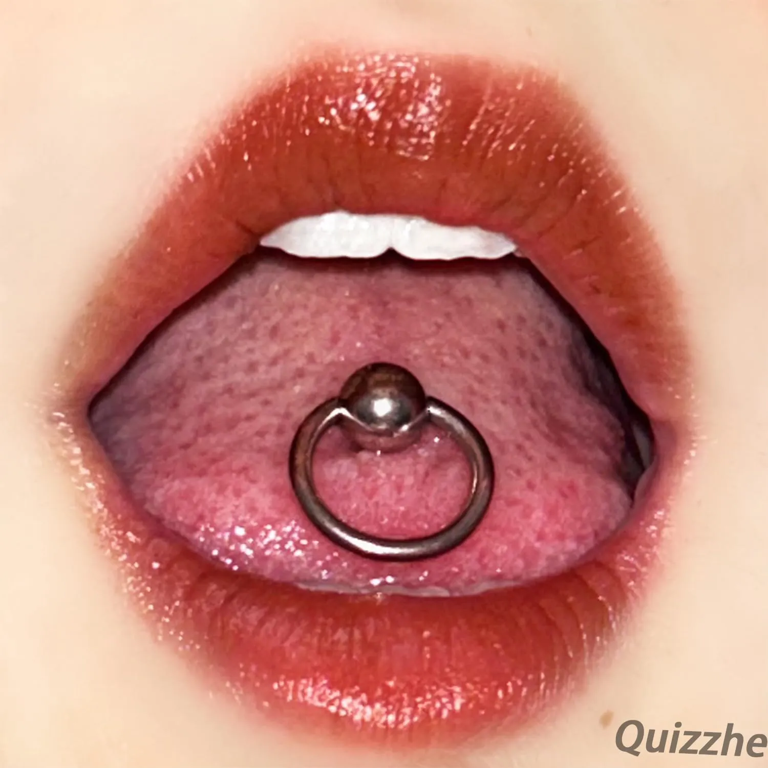 Geometric Tongue Ring Stainless Steel Tongue Ring Straight Barbell Tongue Rings Cheek Piercing Lip Rings Nipple Rings Statement Tongue Piercing Jewelry for Women Men