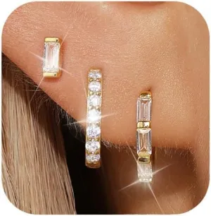 GEORGE  SMITH Hoop Earrings for women Gold, Trendy Small Gold Earring Set Stacks Multiple Piercing, Hypoallergenic Cartilage Earring, Geometry Huggies Earrings Set for Women