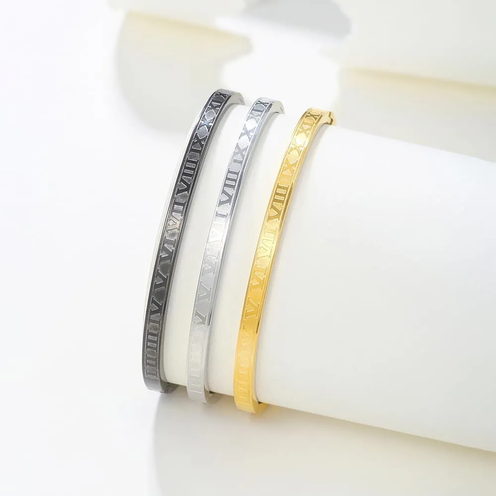 Gold Bangle for Women - 18K Gold Plated Stainless Steel Love Friendship Crystal Bracelets with Cubic Zirconia