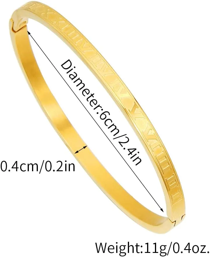 Gold Bangle for Women - 18K Gold Plated Stainless Steel Love Friendship Crystal Bracelets with Cubic Zirconia