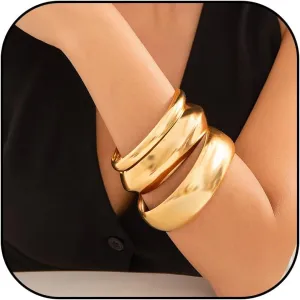 Gold Bangles for Women Non Tarnish Chunky Cuff Bracelets Silver Cuff Bangle Bracelet for Women Gifts for Christmas Stocking Stuffers
