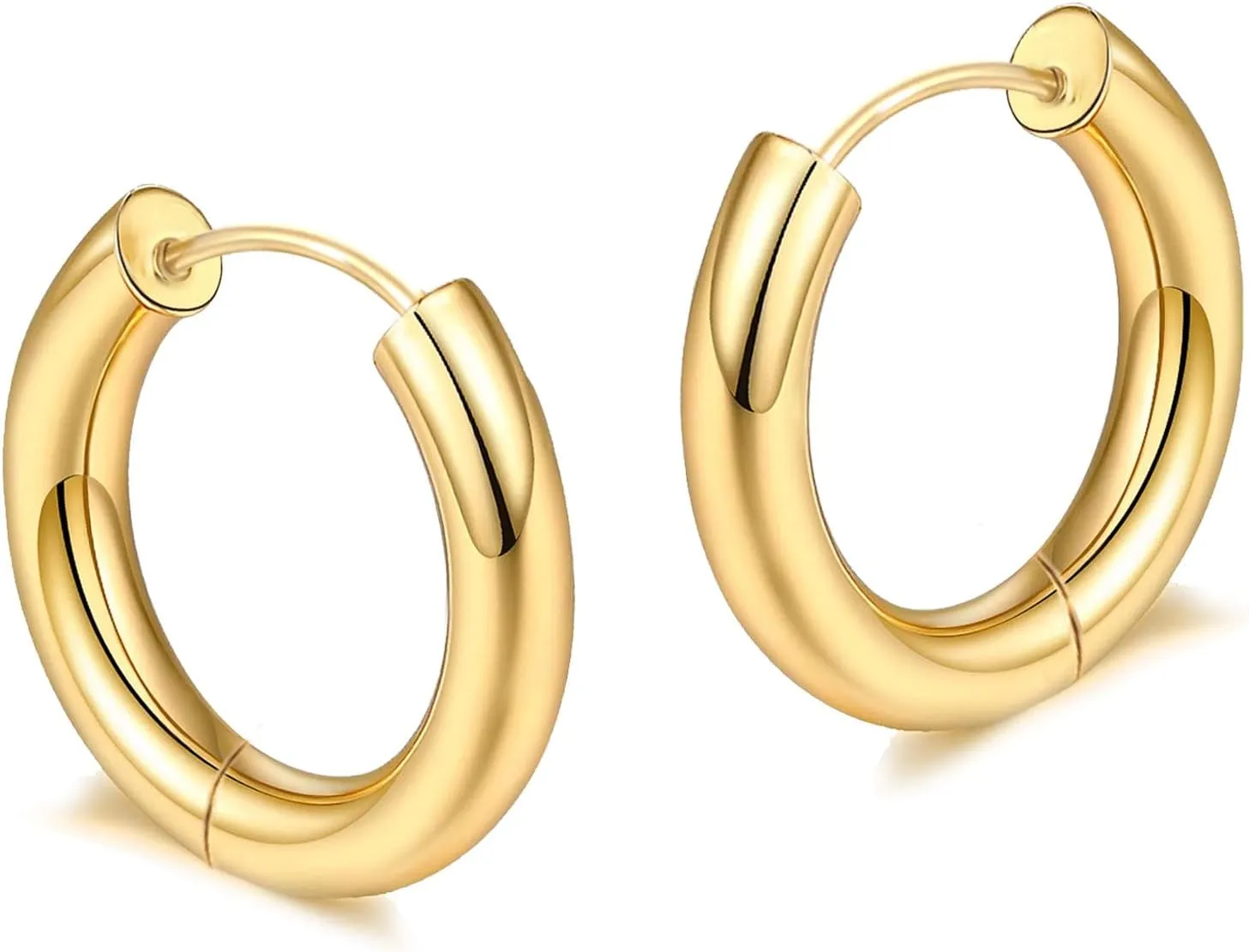 Gold Chunky Hoop Earrings for Women 18K Gold Plated Thick Hoop Earrings Small Gold Large Chunky Gold Hoops Trendy Gold Jewelry Christmas Gift for Her