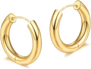 Gold Chunky Hoop Earrings for Women 18K Gold Plated Thick Hoop Earrings Small Gold Large Chunky Gold Hoops Trendy Gold Jewelry Christmas Gift for Her