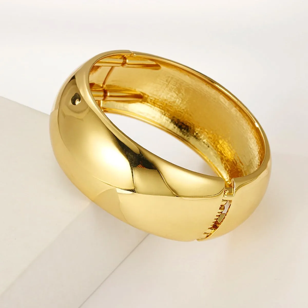 Gold Cuff Bangle Bracelets For Women Trendy Hinged Cuff Open Wide Chunky Gold Bracelet Minimalist Bangle Jewelry